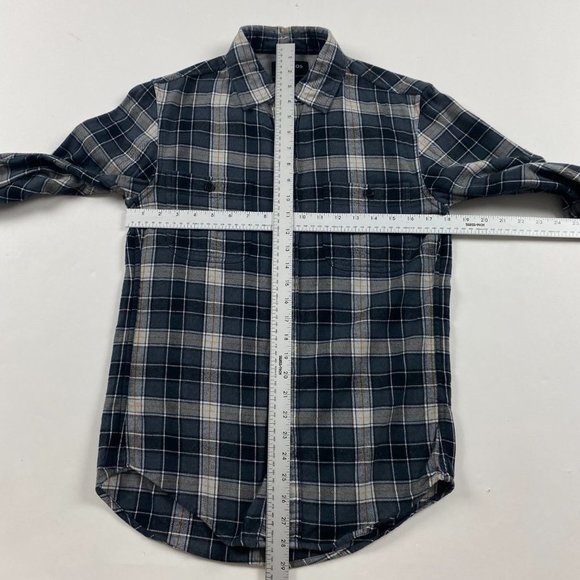 Bonobos Slim Fit Flannel Shirt Men's Small Stretch Gray Black Plaid Check - Picture 5 of 8